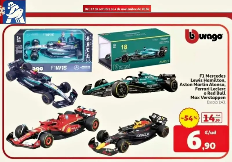 Coches F1 Mercedes, Aston Martin, Ferrari o Red Bull escala 1:43 x 6,90€ /ud