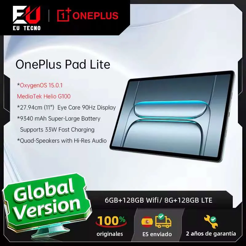 OnePlus Pad Lite Tablet 11 - 6gb -128 GB - Helio G100 - 410.000 AnTuTu - 9340 mAh - 33W