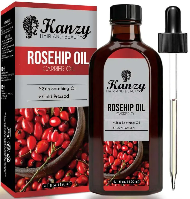 (8,11€ CR)Kanzy Aceite de Rosa Mosqueta 120mlPrensado en Frío sin Refinar para Cicatrices y Estrías,usado como Hidratante para Cuerpo y Piel