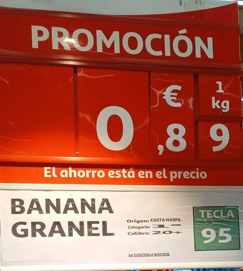 Alcampo - Banana a 89 céntimos el kilo