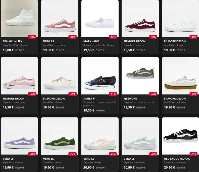 RECOPILATORIO de más de 70 pares de Zapatillas VANS en PRIVE by ZALANDO por menos de 25€ - Hasta un 60% de descuento