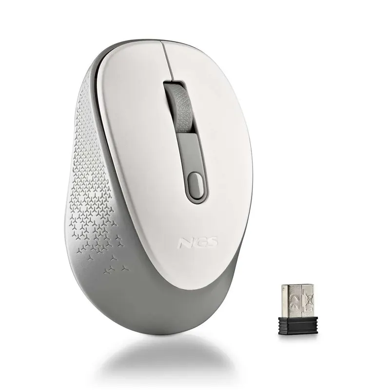 Ratón inalámbrico NGS Dew White, ergonómico, silencioso, ambidiestro, 800/1600 DPI y nano receptor USB