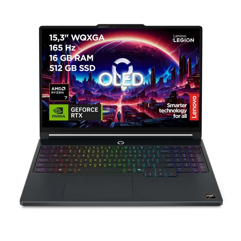 Lenovo Legion 5 Gen 11 - Portátil Gaming IA 15.3" OLED (AMD Ryzen 7 250, NVIDIA GeForce RTX 5050, 165Hz, 16GB RAM, 512GB SSD, Wi-Fi7)