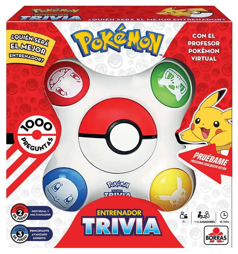 BORRAS - Pokémon Trivia. Juego de Mesa Interactivo con 1000 Preguntas, 2 Modos de Juego y 3 Niveles de dificultad.