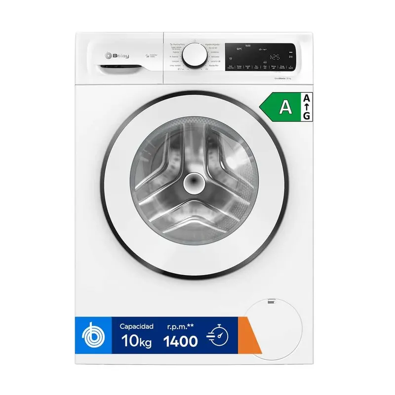 Balay – Lavadora, Libre Instalación, 10 kg, Programa Plancha, Programa Superrápido 15/30 min., Silenciosa, Blanco, 3TS3107BD