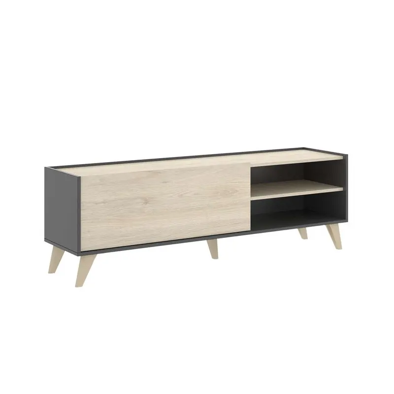 DEKIT GRUPO RIMOBEL Ness Módulo TV bajo, Tableros de partículas, Grafito/Natural