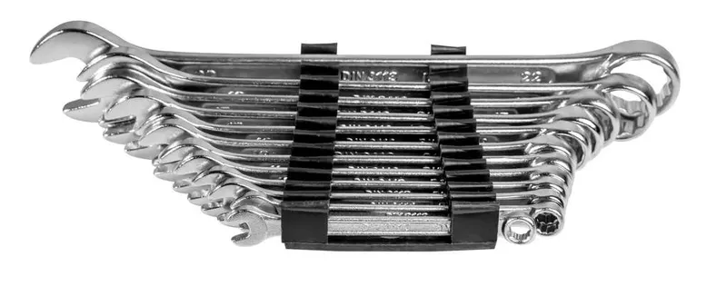 Mannesmann M19652 Llaves combinadas, DIN 3113, Acero CV, 6-22 mm, Juego de 12 piezas