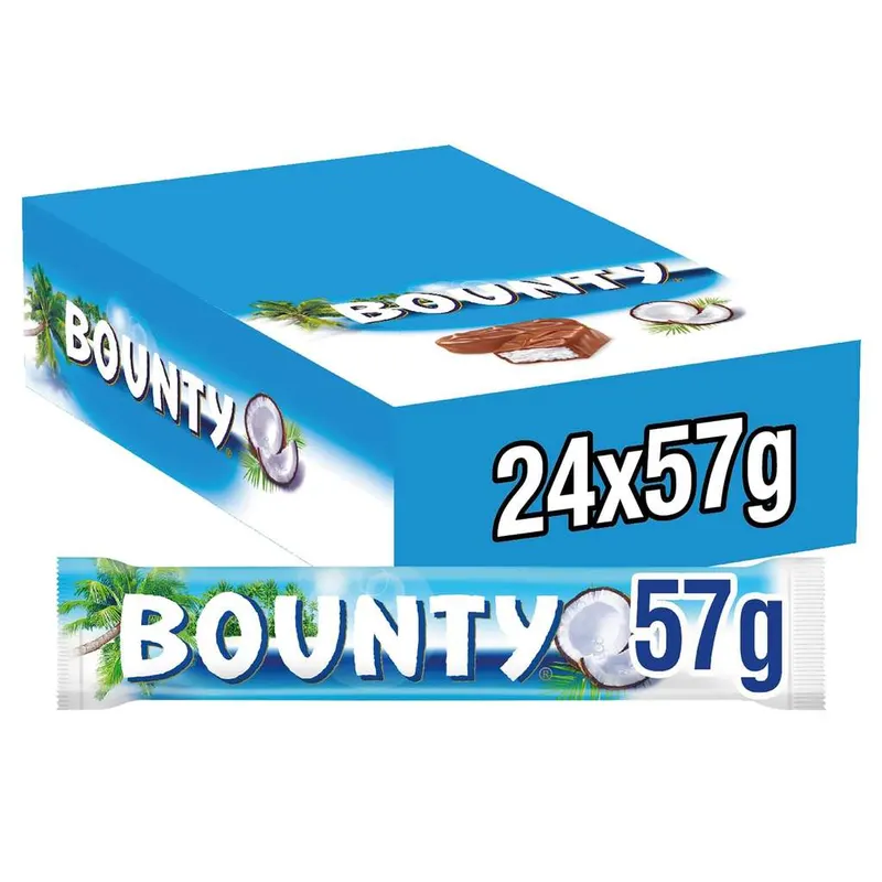 Bounty Barritas de Coco con Chocolate con Leche (Pack 24 x 57 g)
