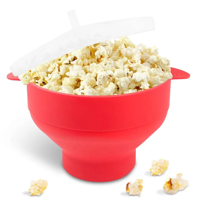 Palomitero de Palomitas de Maíz Para Microondas, Plegable Recipiente para Cocinar Palomitas con Tapa y Asa, TazónBowl sin Aceite Para Cocina