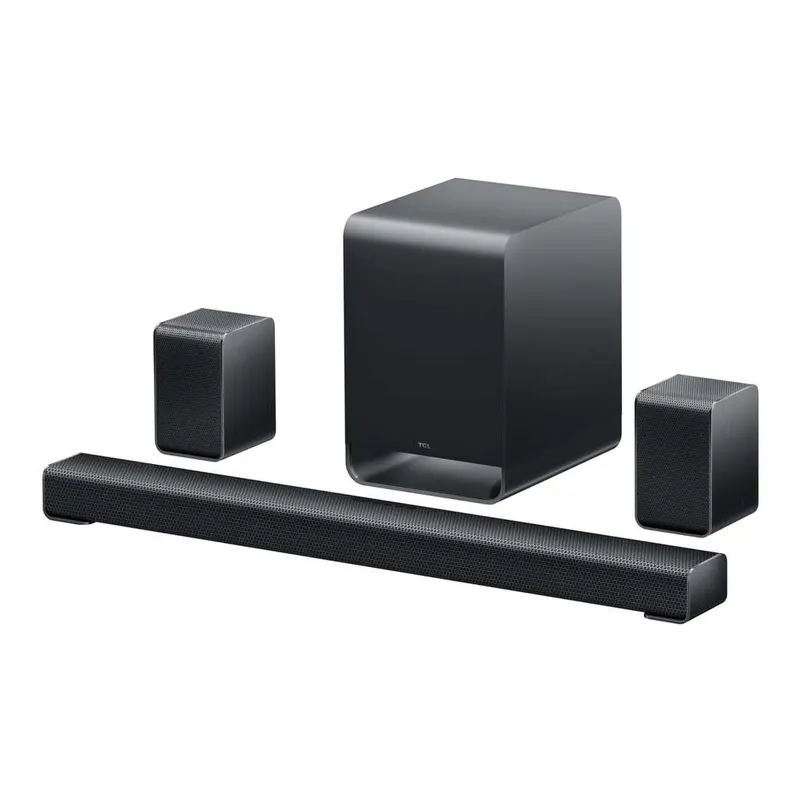 Barra de Sonido TCL S65K 5.1 Canales (Dolby Atmos, subwoofer inalámbrico, 2 satélites traseros, HDMI eARC, Bluetooth, en Amazon España)