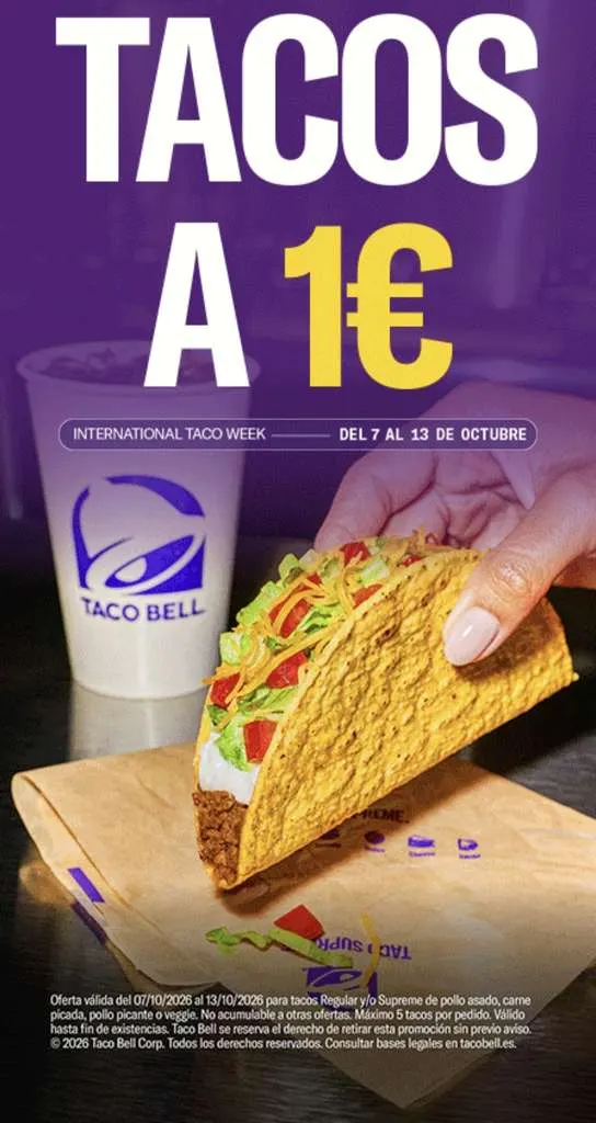 Tacos a 1€ en Taco Bell del 7 al 13 de octubre