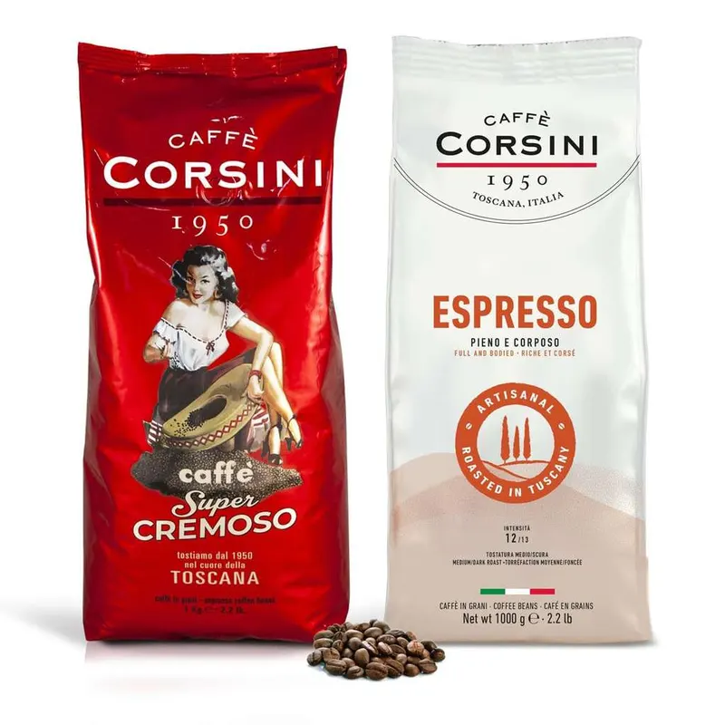 Set 2kg Café en Grano Italiano Corsini 1950 [1kg Expresso + 1kg Cremoso]