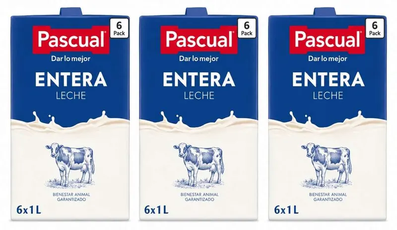 18 X Leche Pascual - Leche Entera - Bienestar Animal - 1L - (0,86€/litro)
