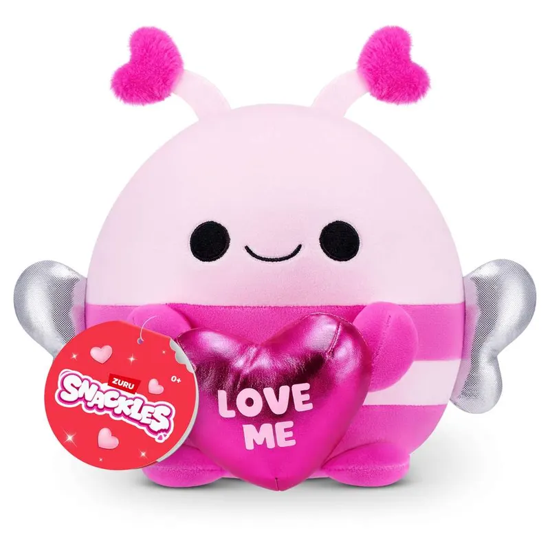 Snackles Love Edition Abeja Peluche 20cm de ZURU – Peluche Ultra-Suave con Accesorio Chocolate Corazón