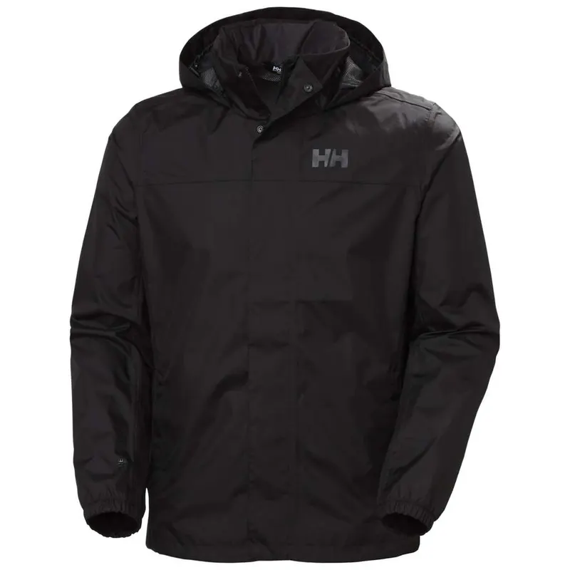 Chaqueta Helly Hansen Milford Jacket Hombre Negra (Impermeable Helly Tech, cortavientos, transpirable, capucha ajustable, talla S a XXL)