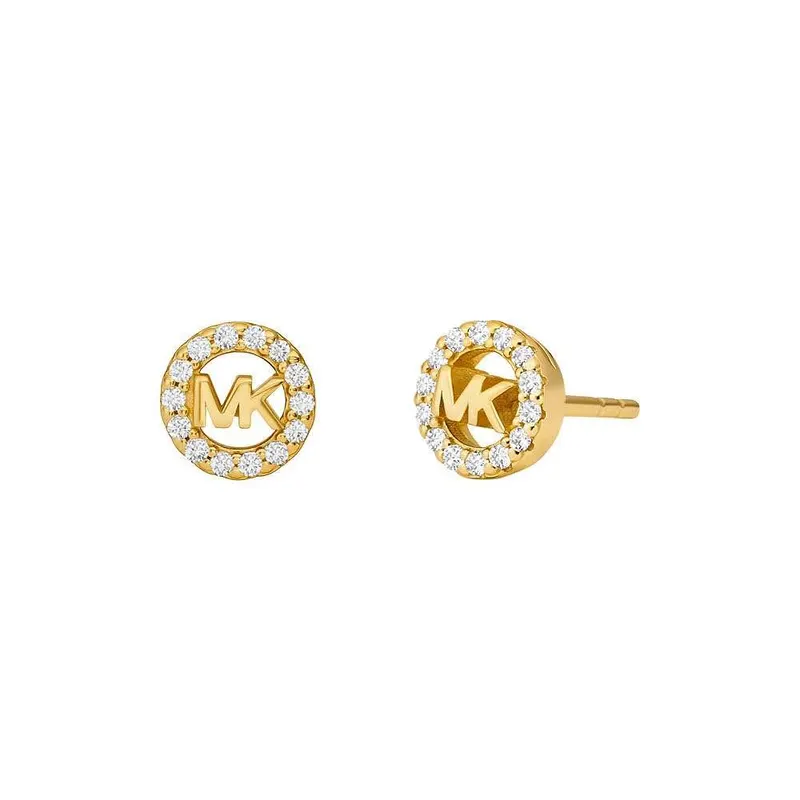 Michael Kors Pendientes para mujer de metal dorado con piedras semipreciosas y cierre de poste