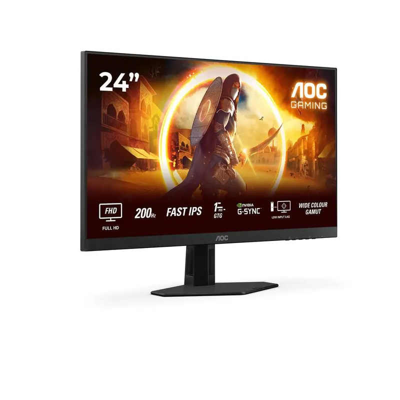AOC 24G4HRE Gaming Monitor 24 Pulgadas 200Hz Panel Fast IPS, 1ms GtG, HDR10, G-Sync Compatible, Altavoces, (1920x1080 HDMI 2X 2.0) Negro