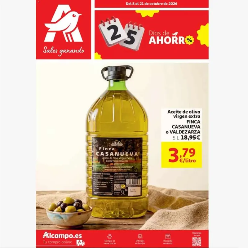 Aceite de Oliva Virgen Extra 5L FINCA CASANUEVA O VALDEZARZA 18,95€ (3,79€ el litro)