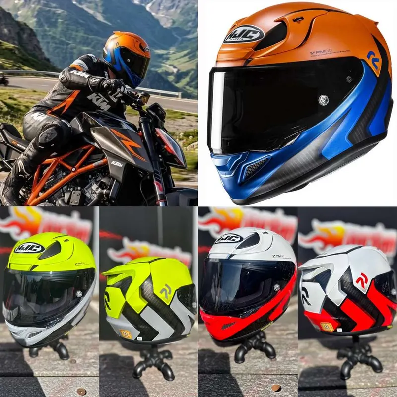 Casco de moto HJC RPHA 12 "KOS" | FIBRA (PIM EVO) | ECE22.06 | 2pantallas+PinLock | Flúor y naranja/azul de XS a 2XL / Blanco/rojo en S, M L