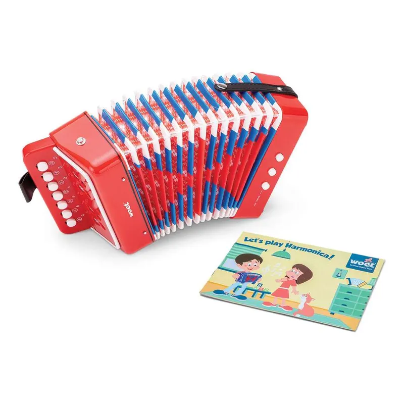 Woet - Acordeón con libro de música - rojo - desde 3 años Modelo: 10055 (varios colores)