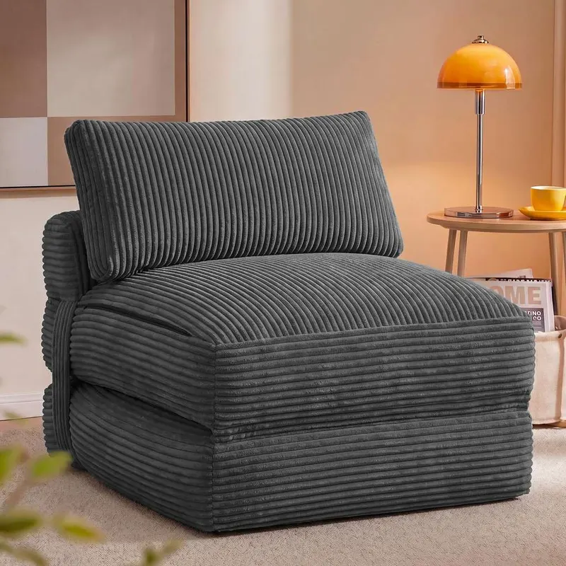 VASAGLE Sofá Cama Plegable, Sillón de Pana con Espuma de Alta Densidad 89 x 89 x 78 cm / 89 x 195 x 40 cm