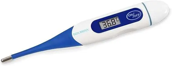 SOLMIRA - Termómetro digital, precisión ±0,1 °C, punta flexible, uso oral/rectal/axilar, resistente al agua IP54