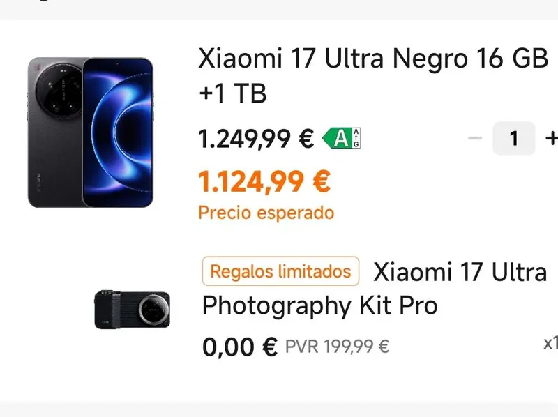 Xiaomi 17 Ultra (16gb 1Tb) + Kit fotografía GRATIS valorado en 200€. (Con mi points 1012€)