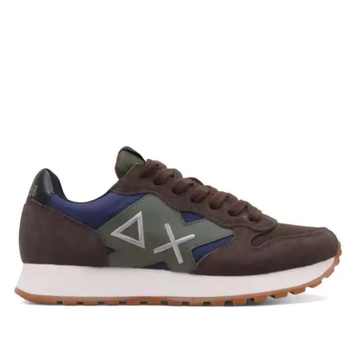 Zapatillas deportivas Sun68 jacki bicolor brown nylon con suede Tallas 40-41-43