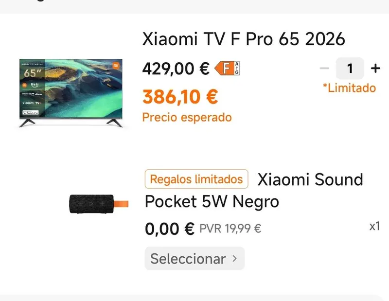 Xiaomi TV F Pro 65" 2026. QLED 4K HDR 120HZ. + Altavoz Bluetooth Xiaomi Sound GRATIS.