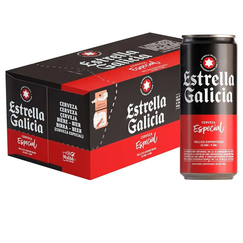4 x Estrella Galicia - Especial, Cerveza Lager, Frigopack, Latas x 33 cl - Cada pack de 10 a 6,13€