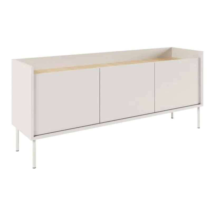 Mueble TV de Tres Puertas 140 cm Blanco/Roble Lindberg