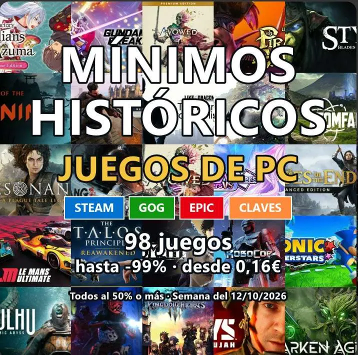 RECOPILATORIO JUEGOS PC A MÍNIMOS HISTÓRICOS : 98 juegos con hasta -99% desde 0,16€ (Steam, GOG, Epic y claves)
