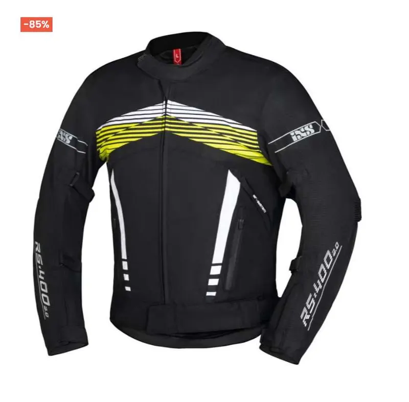IXS RS-400-ST 3.0 Chaqueta textil impermeable para motocicleta Negro/Blanco/Amarillo