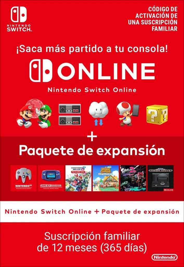 Nintendo Switch Online + Paquete de expansión (Suscripción familiar)