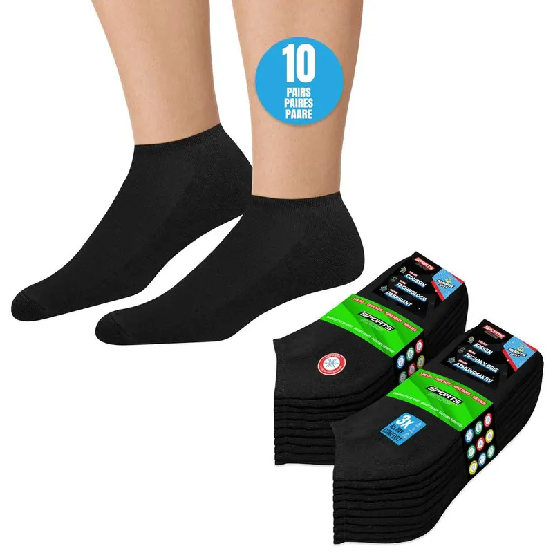 10 Pares Calcetines Tobilleros (Blancos, Negros, Variados)