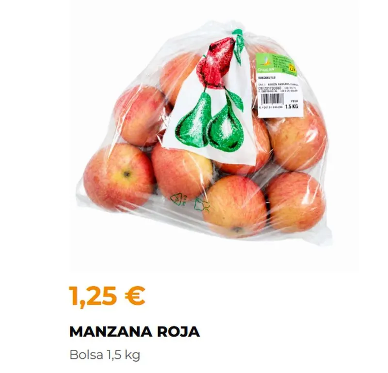 Bolsa 1,5 Kg Manzana roja Fuji x 1,25€