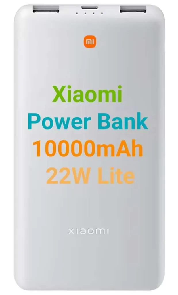 Xiaomi Power Bank 10000mAh 22W Lite - Batería portátil ligera con carga rápida 22.5W, 3 puertos y apta para llevar en avión