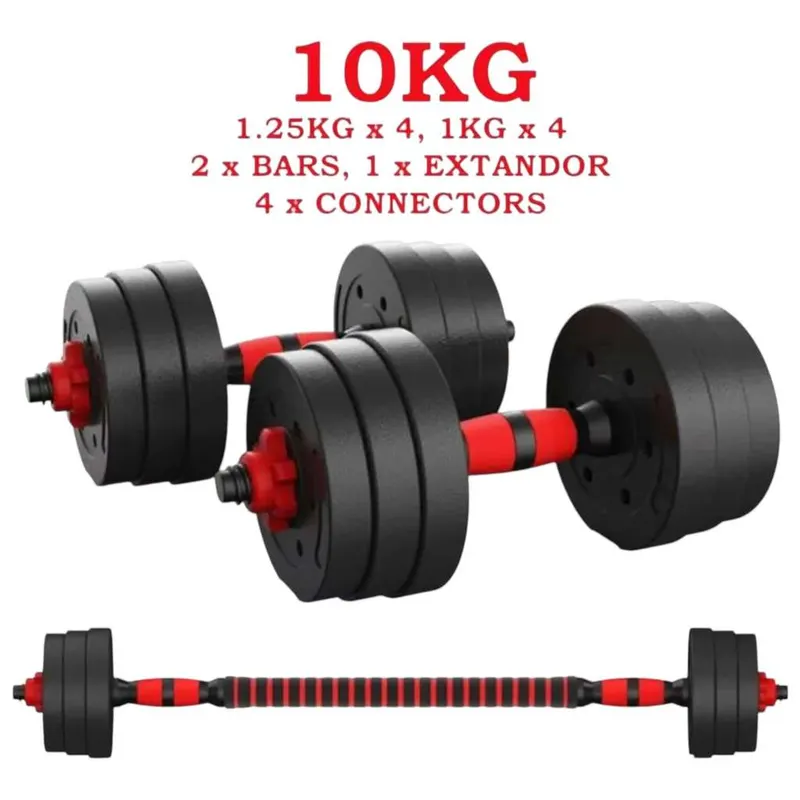 Juego De Mancuernas Ajustables 2 en 1, con barras,Multifución 10KG (Desde España)