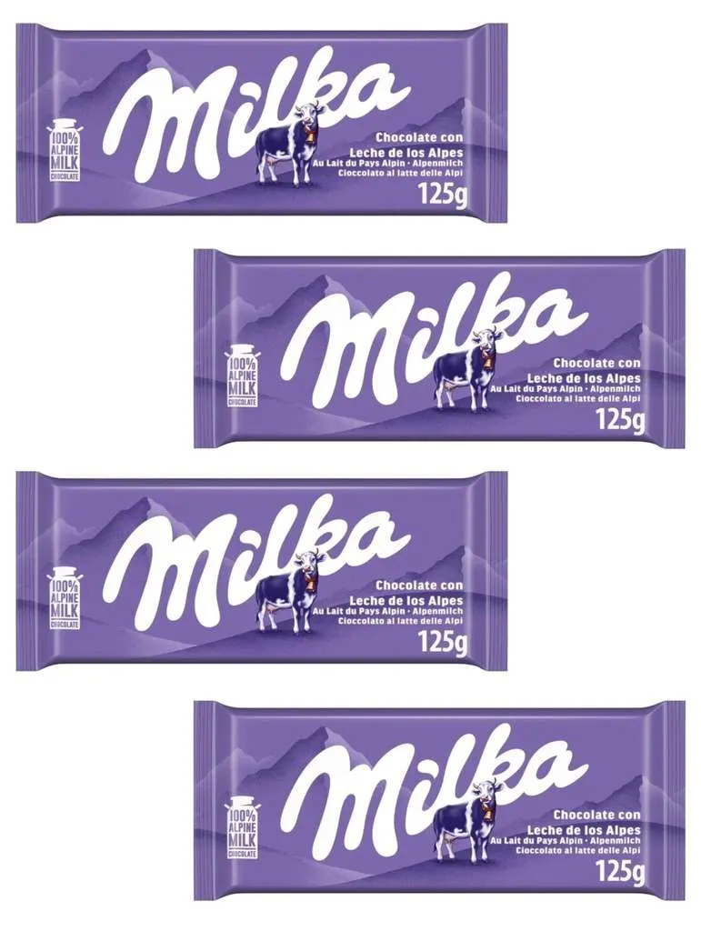 4 x Milka Tableta de Chocolate con Leche, 125g
