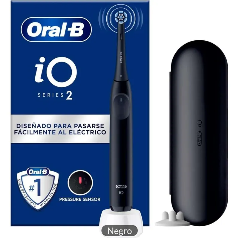 Oral-B iO 2 Cepillo de Dientes Eléctrico en varios colores; Verde y Negro. incluye 1 Cabezal, 1 Estuche De Viaje y1 Portarrecambios