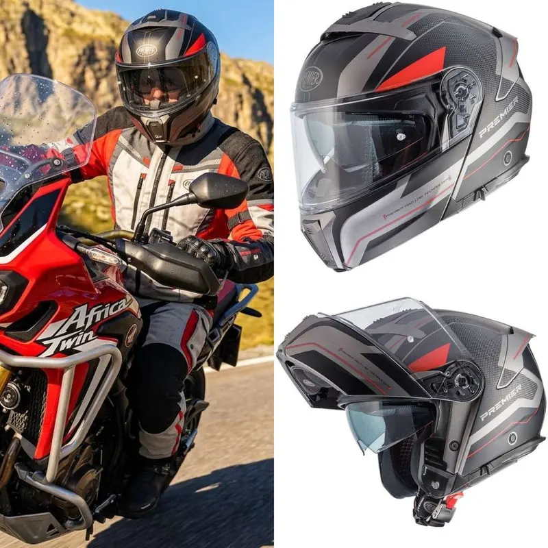 Casco de moto modular touring PREMIER Legacy GT | FIBRA (Carbono/Dyneema/Aramida) | ECE22.06 Doble P/J | Tallas de XS a 2XL